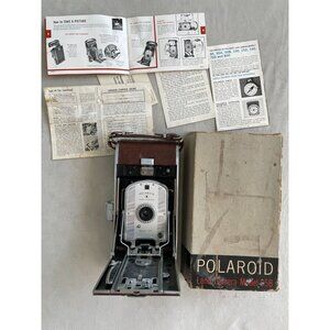 Polaroid Land Camera Model 95B With Original Box & Manuals Vintage Folding Insta